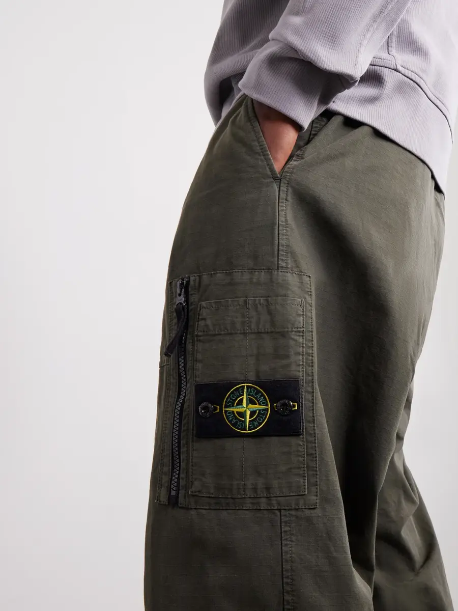 Stone Island Wide-Leg Organic Cotton-Ripstop Cargo Trousers - Men | Thumbnail 4 Stone Island Wide-Leg Organic Cotton-Ripstop Cargo Trousers - Men | Thumbnail 4