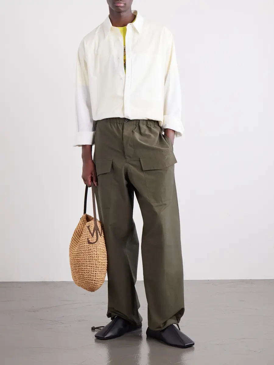 JW Anderson Bulb Leather-Trimmed Raffia Tote Bag - Men | Thumbnail 2