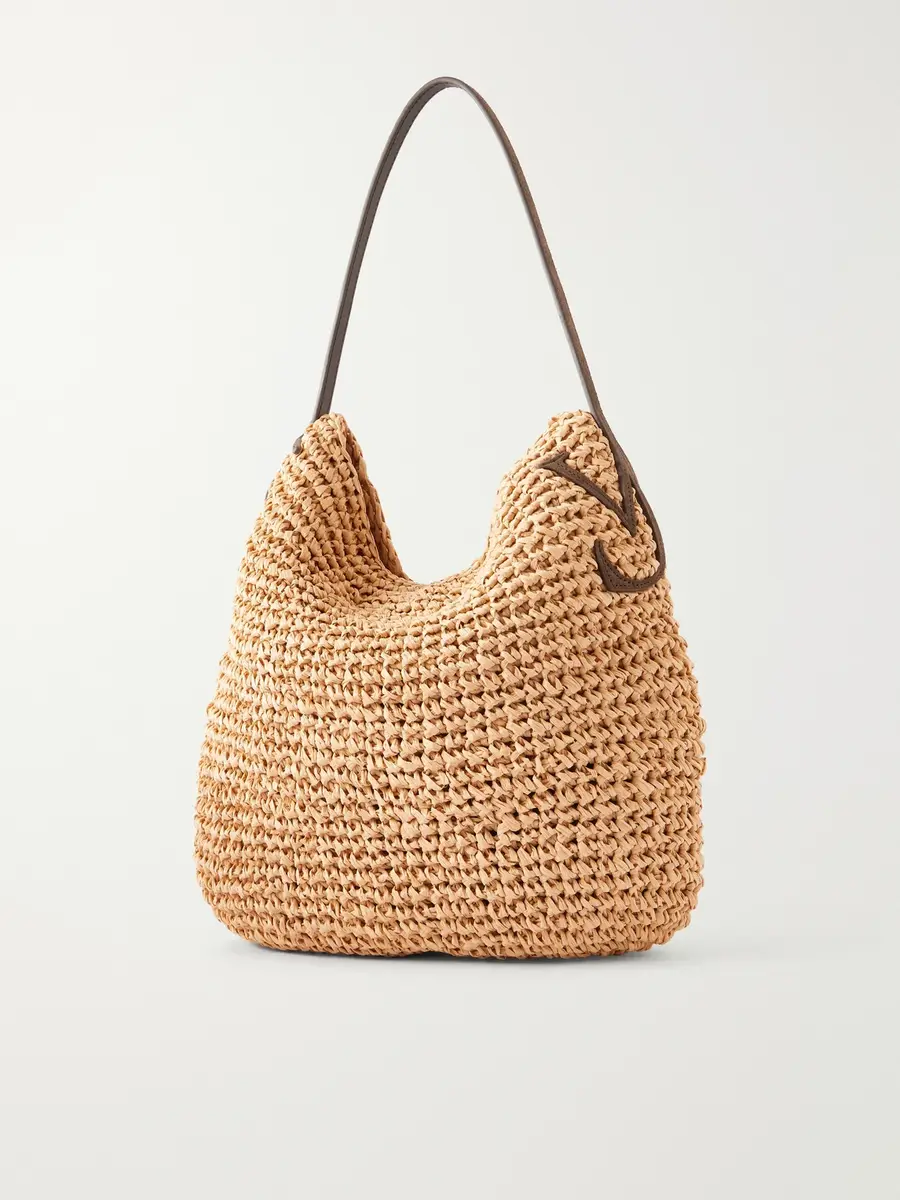 JW Anderson Bulb Leather-Trimmed Raffia Tote Bag - Men | Thumbnail 4