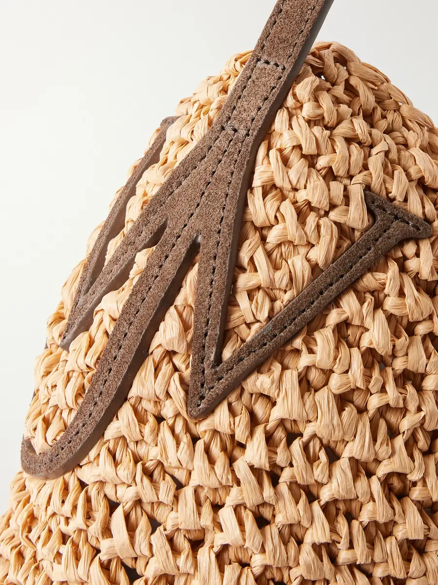 JW Anderson Bulb Leather-Trimmed Raffia Tote Bag - Men | Thumbnail 5