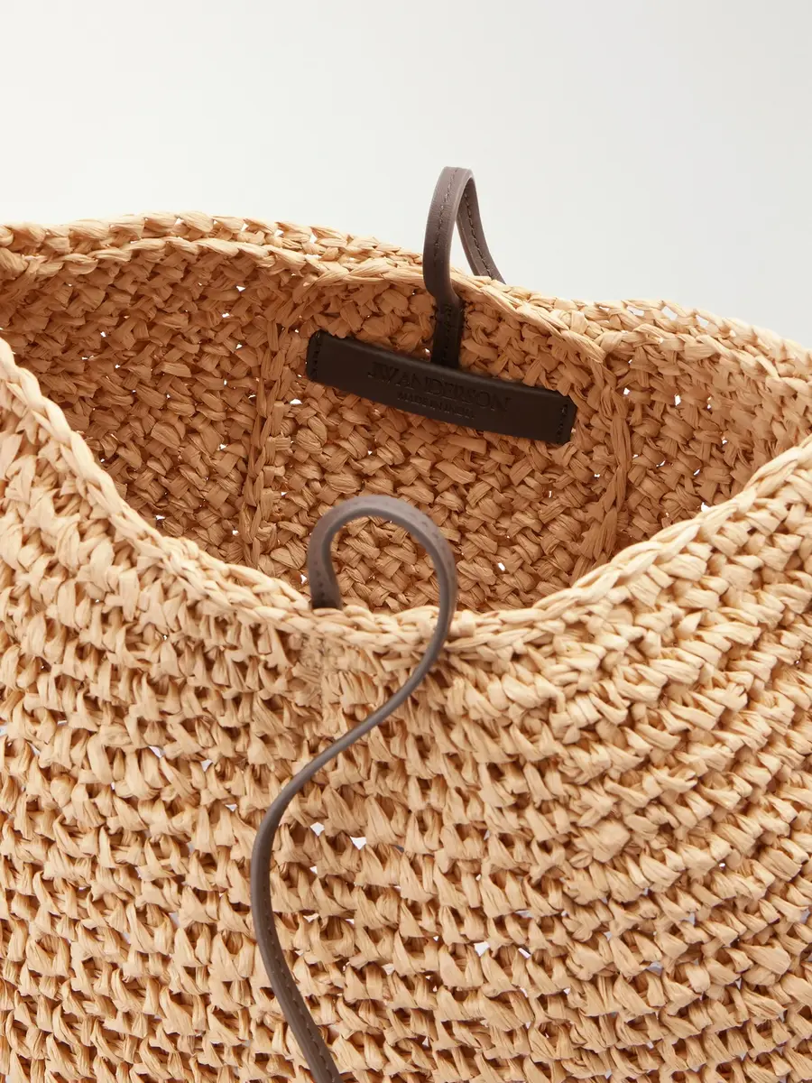 JW Anderson Bulb Leather-Trimmed Raffia Tote Bag - Men | Thumbnail 6