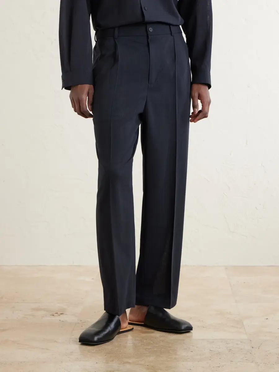 ATON Straight-Leg Pleated Wool-Gauze Trousers - Men | Thumbnail 3 ATON Straight-Leg Pleated Wool-Gauze Trousers - Men | Thumbnail 3