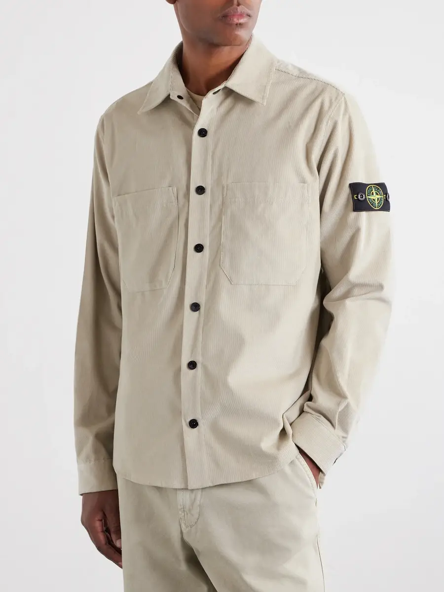 Stone Island Logo-Appliquéd Organic Cotton-Corduroy 880 Shirt - Men | Thumbnail 3