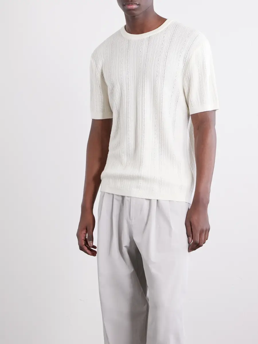 Aimé Leon Dore Striped Pointelle-Knit Merino Wool T-Shirt - Men | Thumbnail 3 Aimé Leon Dore Striped Pointelle-Knit Merino Wool T-Shirt - Men | Thumbnail 3
