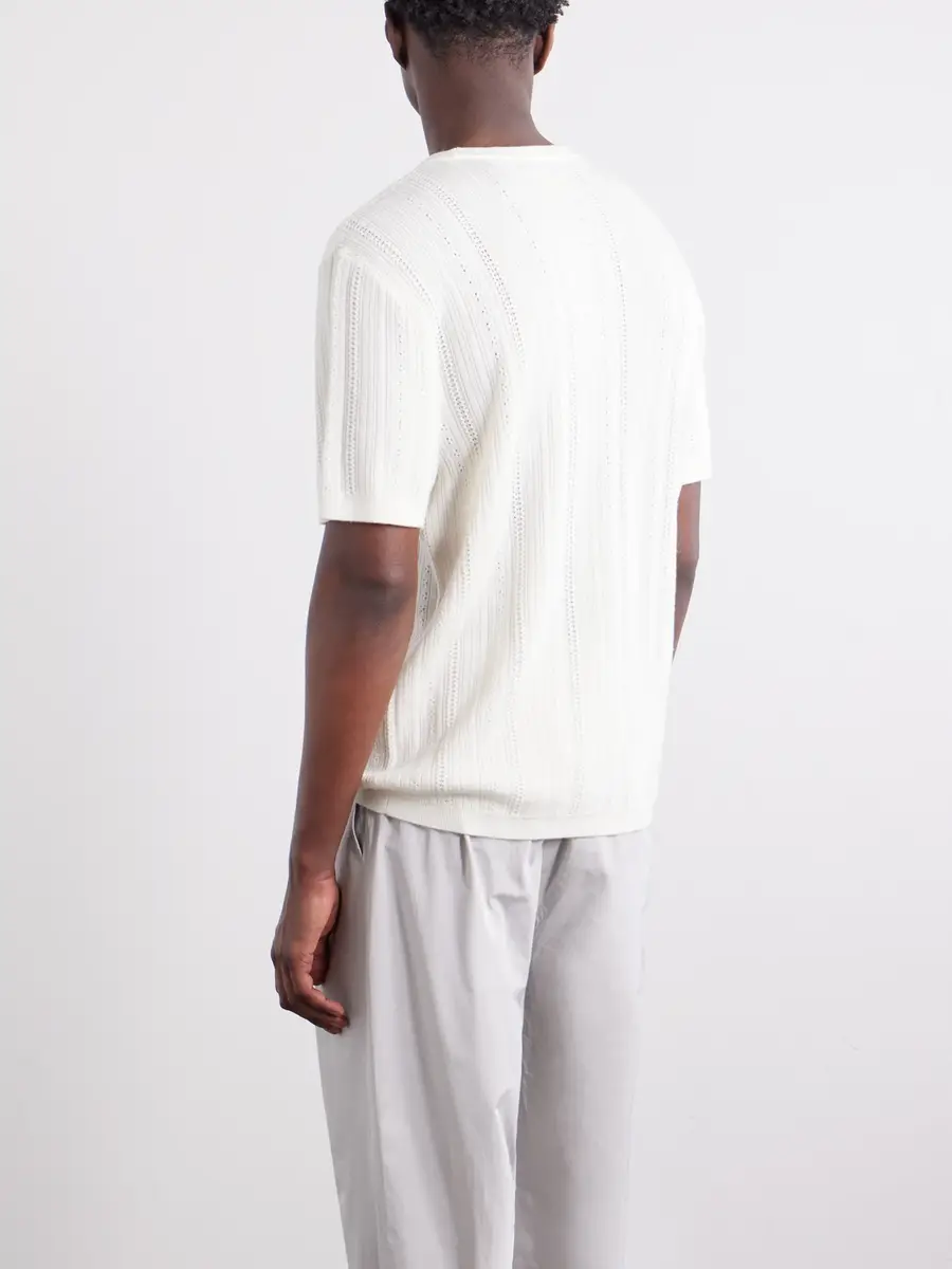 Aimé Leon Dore Striped Pointelle-Knit Merino Wool T-Shirt - Men | Thumbnail 4 Aimé Leon Dore Striped Pointelle-Knit Merino Wool T-Shirt - Men | Thumbnail 4