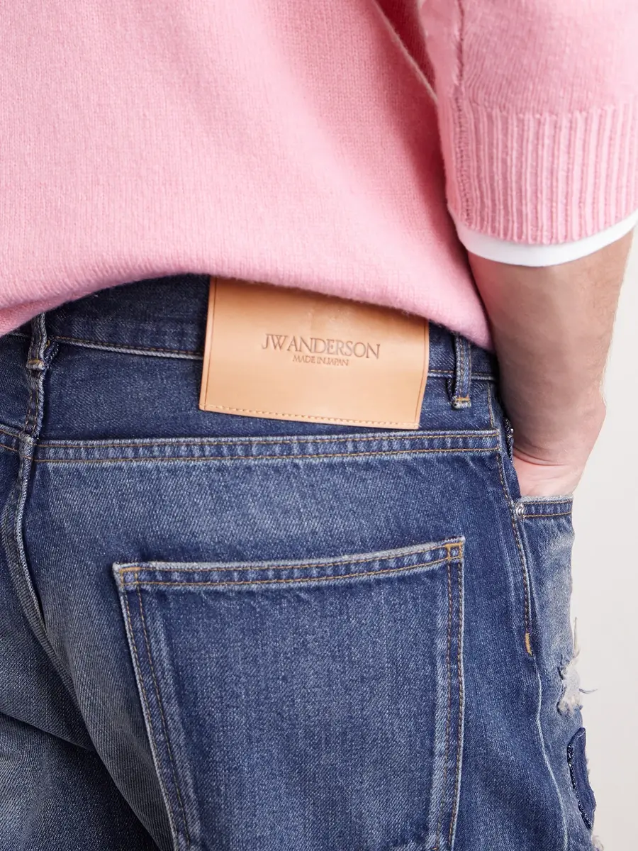 JW Anderson Straight-Leg Distressed Patchwork Jeans - Men | Thumbnail 6 JW Anderson Straight-Leg Distressed Patchwork Jeans - Men | Thumbnail 6