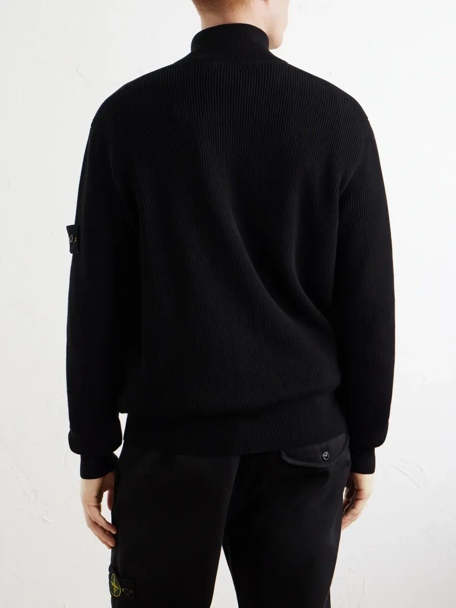 Stone Island Ribbed Organic Cotton Zip-Up Sweater - Men | Thumbnail 4 Stone Island Ribbed Organic Cotton Zip-Up Sweater - Men | Thumbnail 4