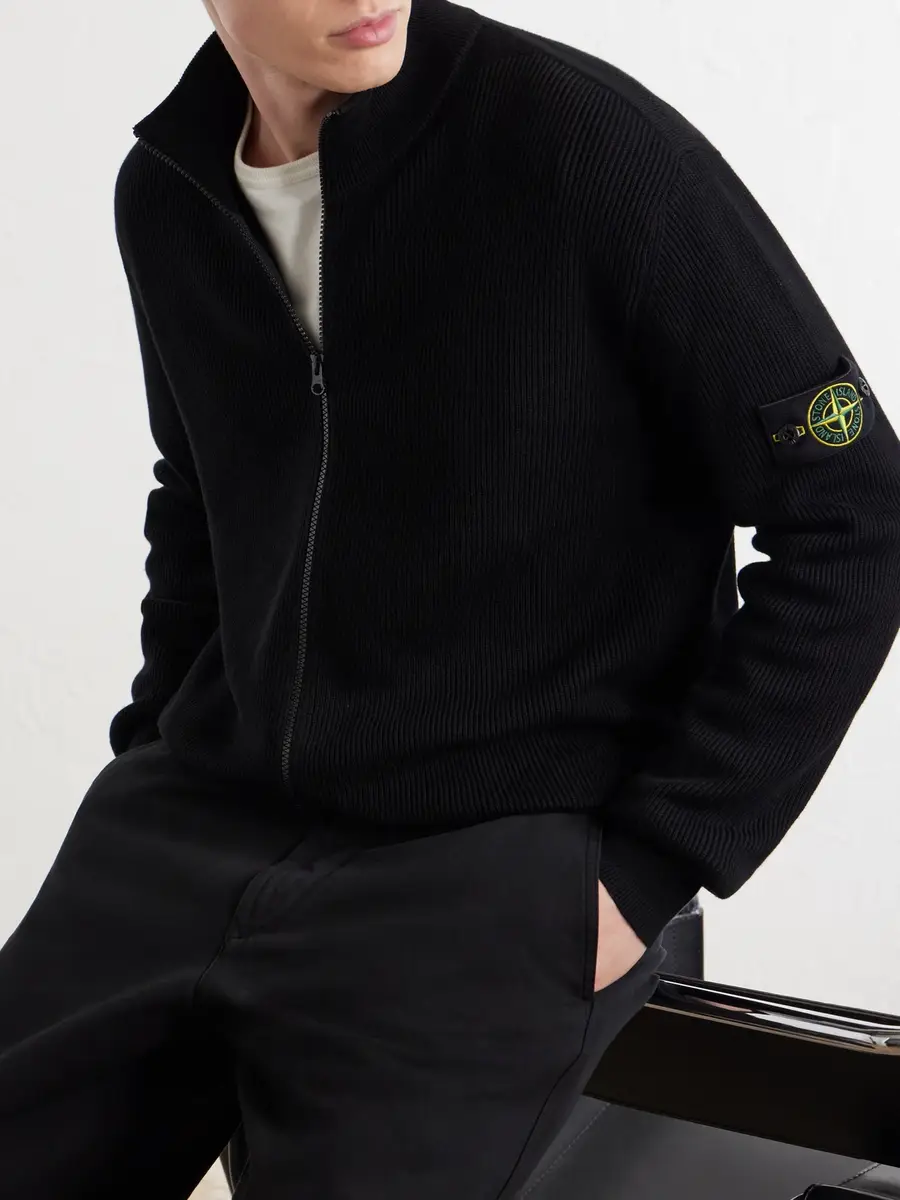 Stone Island Ribbed Organic Cotton Zip-Up Sweater - Men | Thumbnail 5 Stone Island Ribbed Organic Cotton Zip-Up Sweater - Men | Thumbnail 5