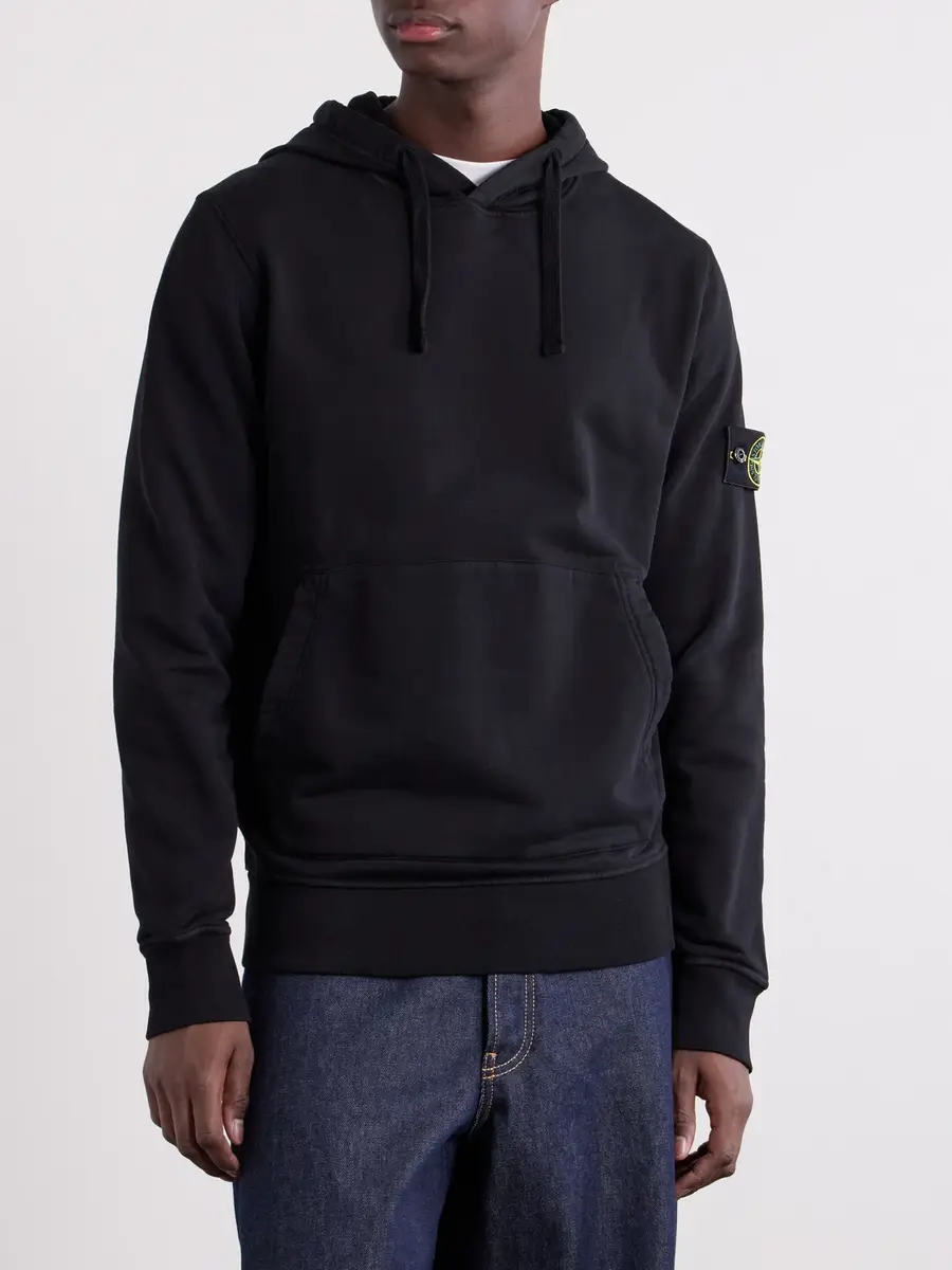 Stone Island Garment-Dyed Cotton-Fleece Hoodie - Men | Thumbnail 3