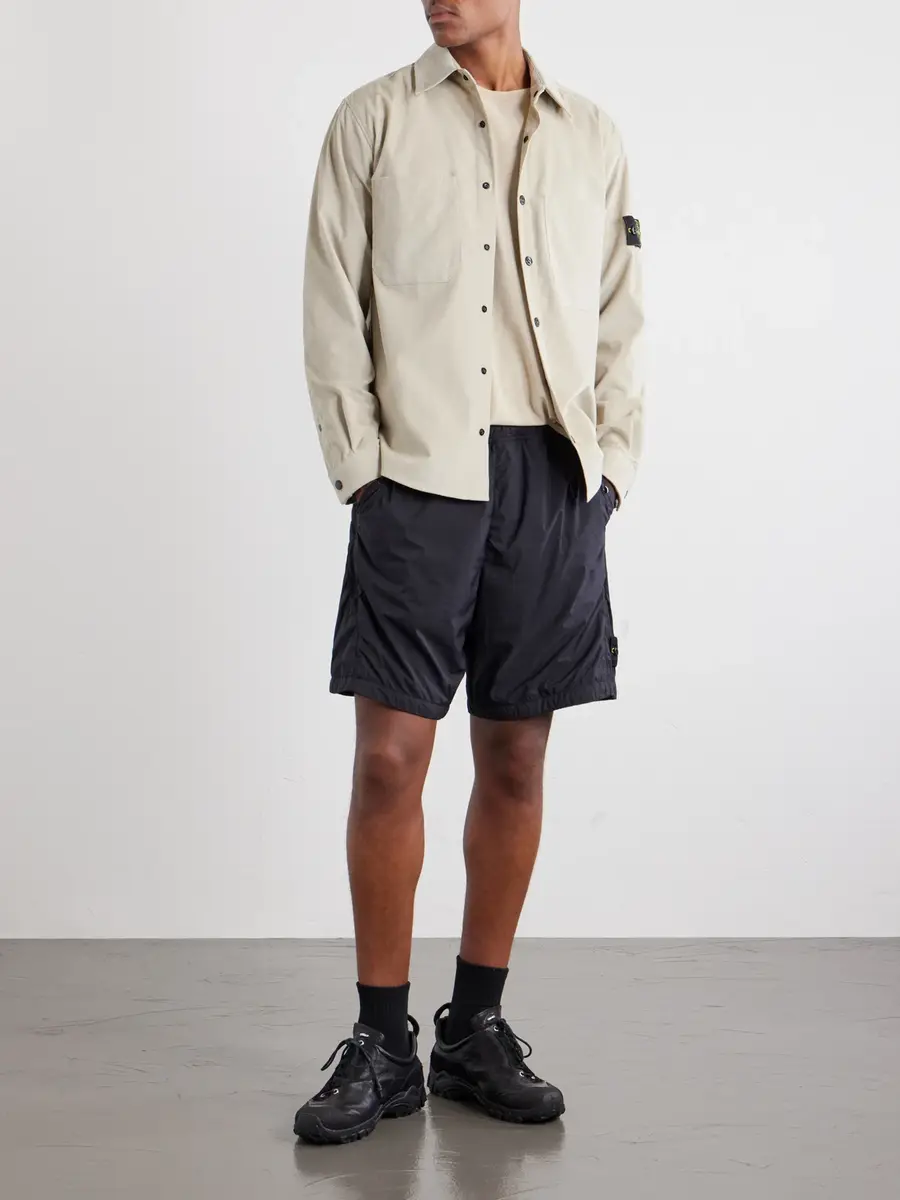 Stone Island Straight-Leg Logo-Appliquéd Garment-Dyed Nylon Stretch-TC Shorts - Men | Thumbnail 2 Stone Island Straight-Leg Logo-Appliquéd Garment-Dyed Nylon Stretch-TC Shorts - Men | Thumbnail 2