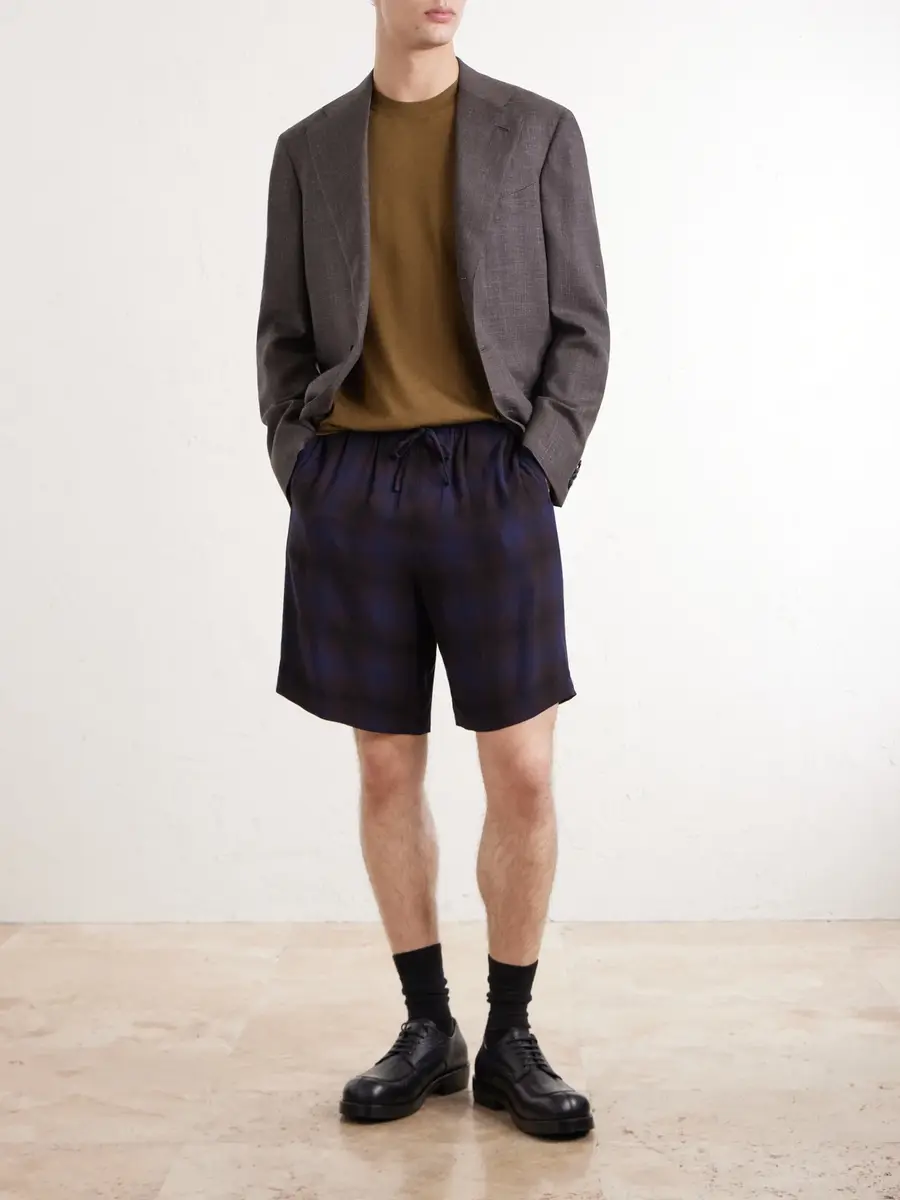 Dries Van Noten Wide-Leg Checked Twill Shorts - Men | Thumbnail 2 Dries Van Noten Wide-Leg Checked Twill Shorts - Men | Thumbnail 2