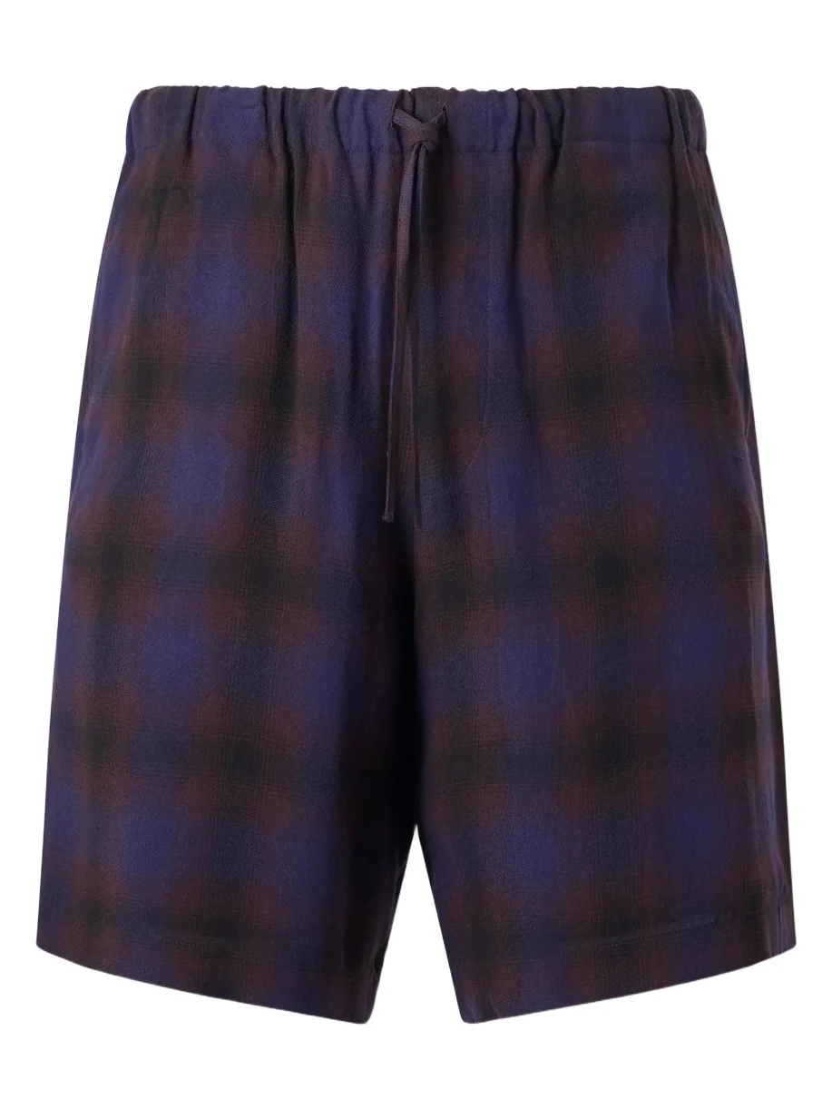 Wide-Leg Checked Twill Shorts - Men Wide-Leg Checked Twill Shorts - Men