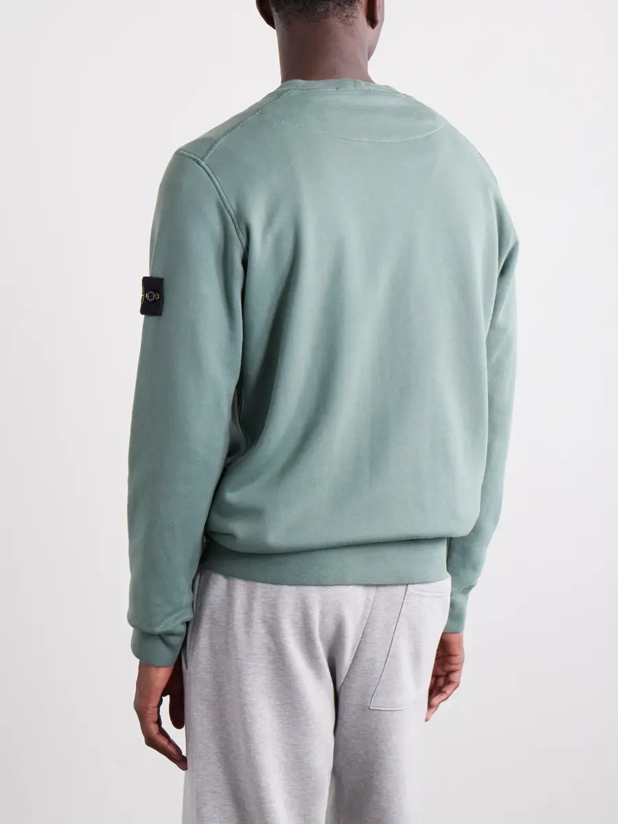 Stone Island Garment-Dyed Organic Cotton-Fleece Sweatshirt - Men | Thumbnail 4 Stone Island Garment-Dyed Organic Cotton-Fleece Sweatshirt - Men | Thumbnail 4