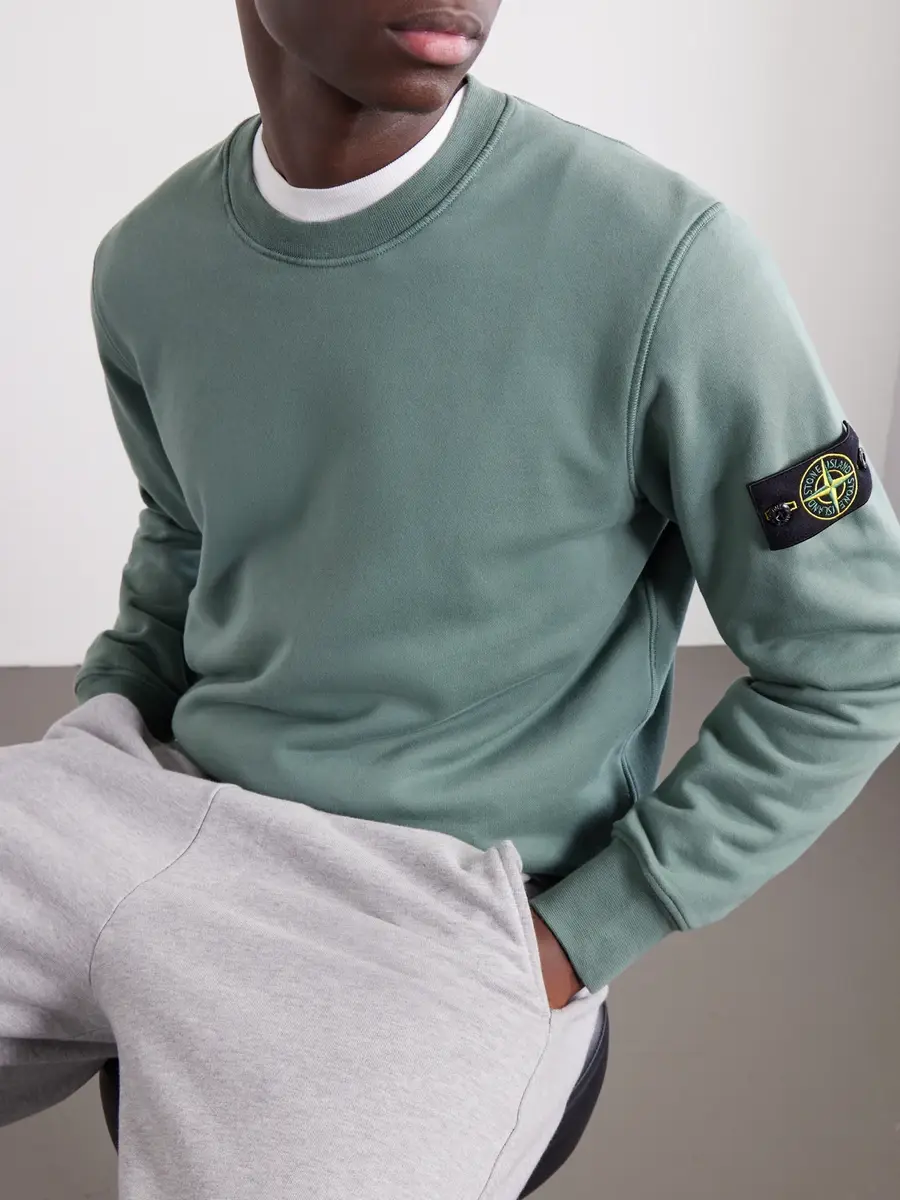 Stone Island Garment-Dyed Organic Cotton-Fleece Sweatshirt - Men | Thumbnail 5 Stone Island Garment-Dyed Organic Cotton-Fleece Sweatshirt - Men | Thumbnail 5