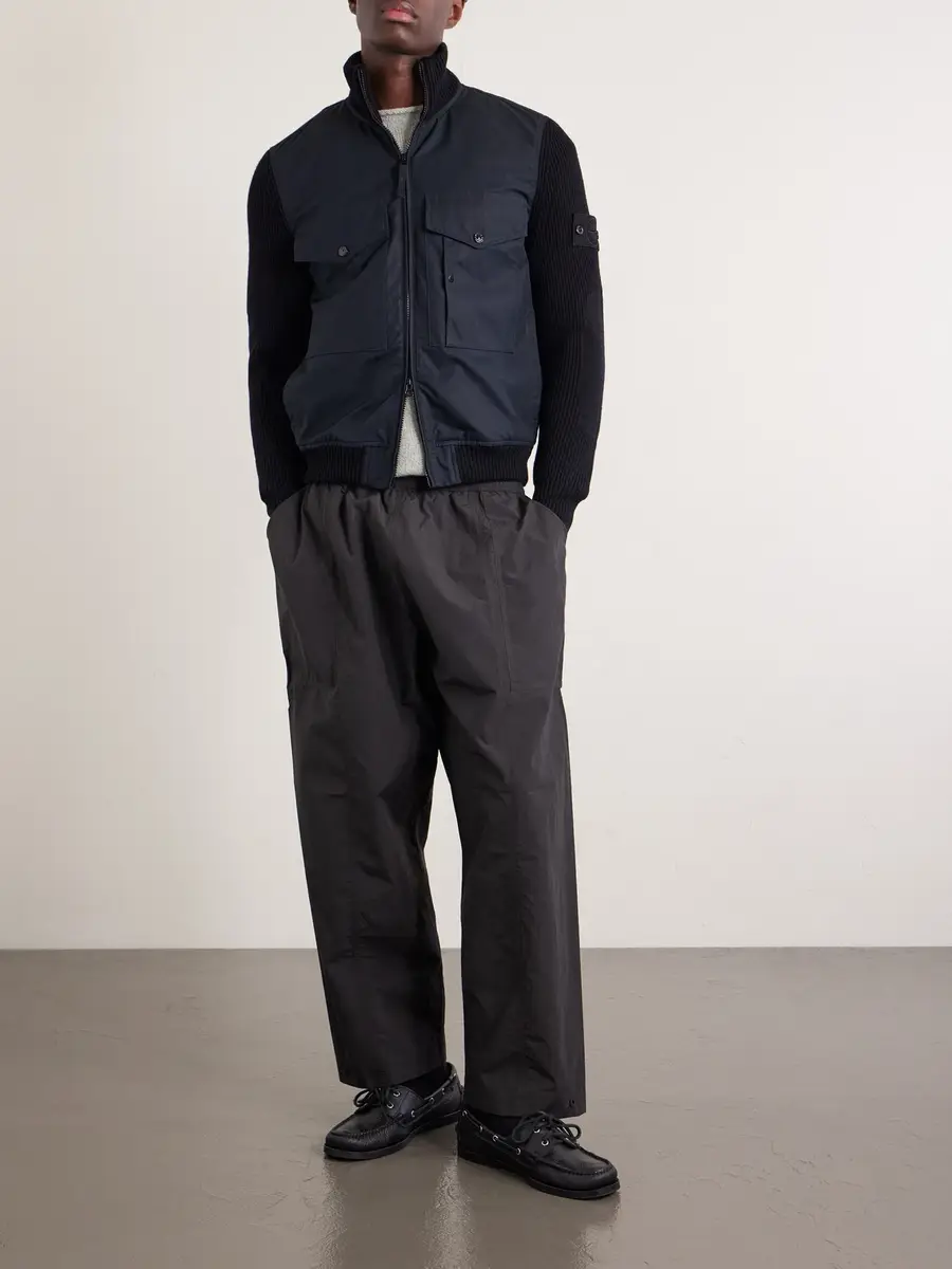 Stone Island GHOST Hybrid Cotton-Canvas and Ribbed Virgin Wool Bomber Jacket - Men | Thumbnail 2 Stone Island GHOST Hybrid Cotton-Canvas and Ribbed Virgin Wool Bomber Jacket - Men | Thumbnail 2