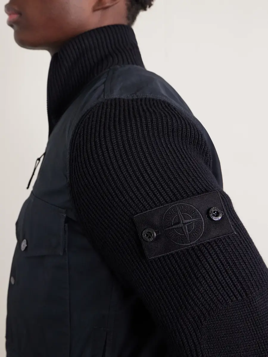 Stone Island GHOST Hybrid Cotton-Canvas and Ribbed Virgin Wool Bomber Jacket - Men | Thumbnail 5 Stone Island GHOST Hybrid Cotton-Canvas and Ribbed Virgin Wool Bomber Jacket - Men | Thumbnail 5