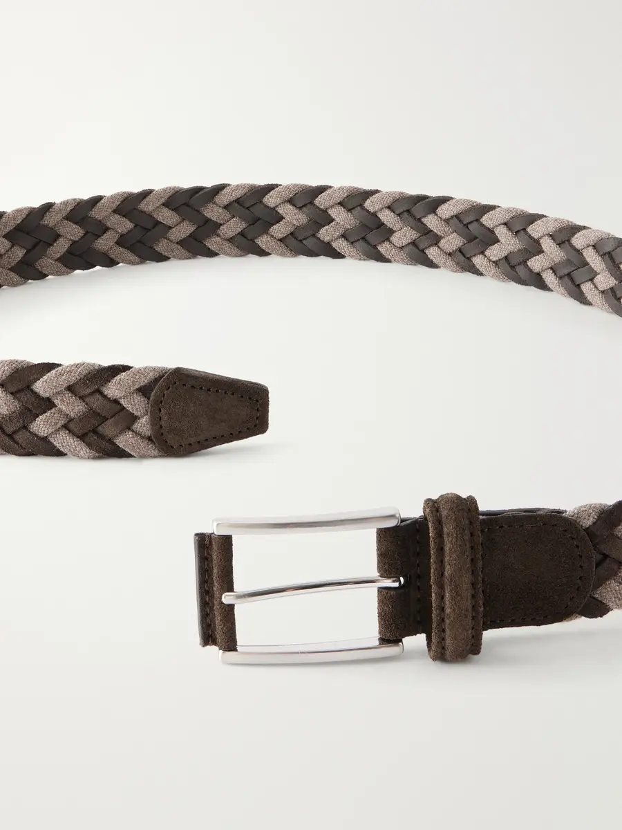 Anderson's 3.5 cm Suede-Trimmed Woven Belt - Men | Thumbnail 3