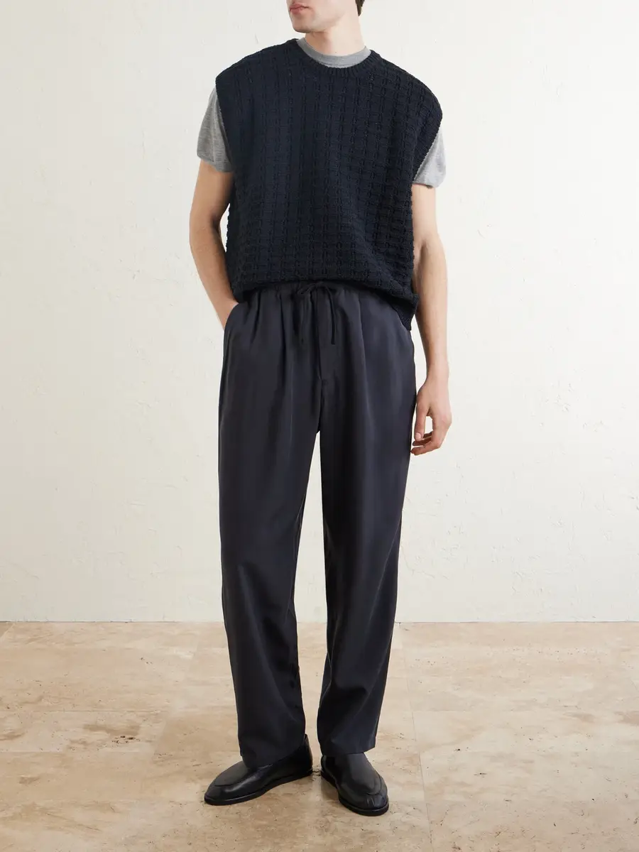 Kaptain Sunshine Straight-Leg Silk-Gabardine Drawstring Trousers - Men | Thumbnail 2