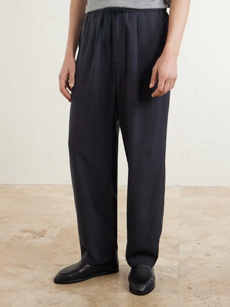 Kaptain Sunshine Straight-Leg Silk-Gabardine Drawstring Trousers - Men | Thumbnail 3