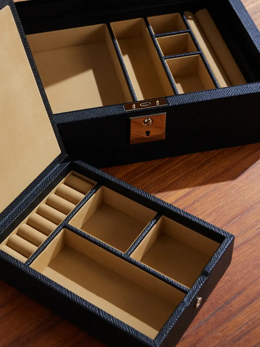 Smythson Panama Cross-Grain Leather Jewellery Box - Men | Thumbnail 5 Smythson Panama Cross-Grain Leather Jewellery Box - Men | Thumbnail 5