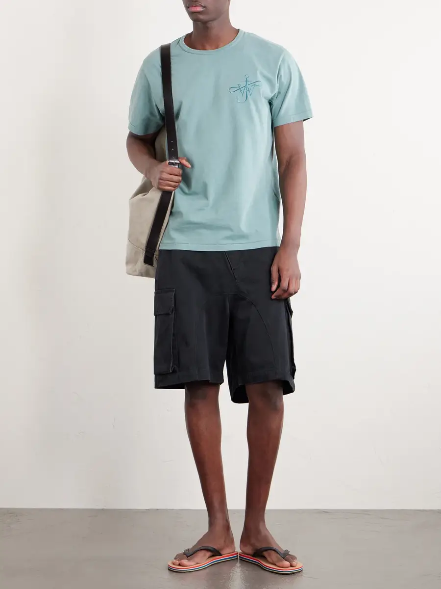 JW Anderson Twisted Wide-Leg Cotton-Twill Cargo Shorts - Men | Thumbnail 2
