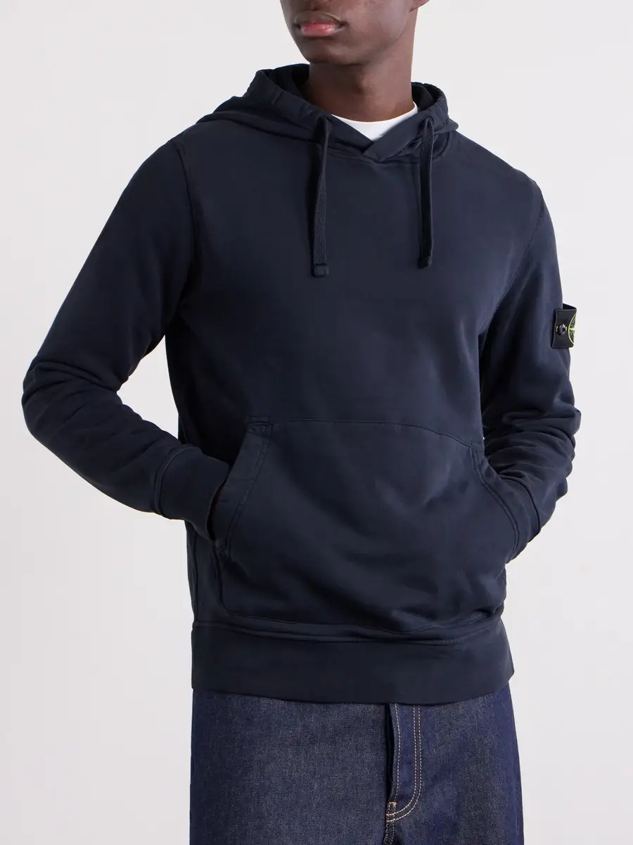 Stone Island Garment-Dyed Cotton-Fleece Hoodie - Men | Thumbnail 3 Stone Island Garment-Dyed Cotton-Fleece Hoodie - Men | Thumbnail 3