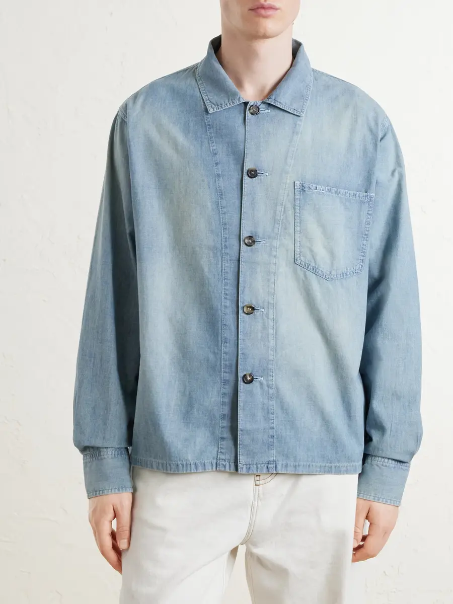 JW Anderson Slant Logo-Appliquéd Panelled Denim Shirt - Men | Thumbnail 3 JW Anderson Slant Logo-Appliquéd Panelled Denim Shirt - Men | Thumbnail 3