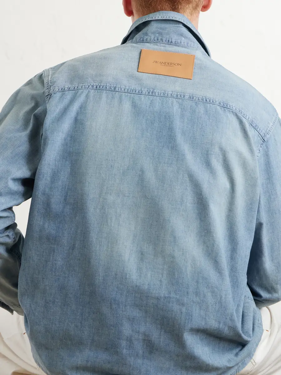 JW Anderson Slant Logo-Appliquéd Panelled Denim Shirt - Men | Thumbnail 5 JW Anderson Slant Logo-Appliquéd Panelled Denim Shirt - Men | Thumbnail 5