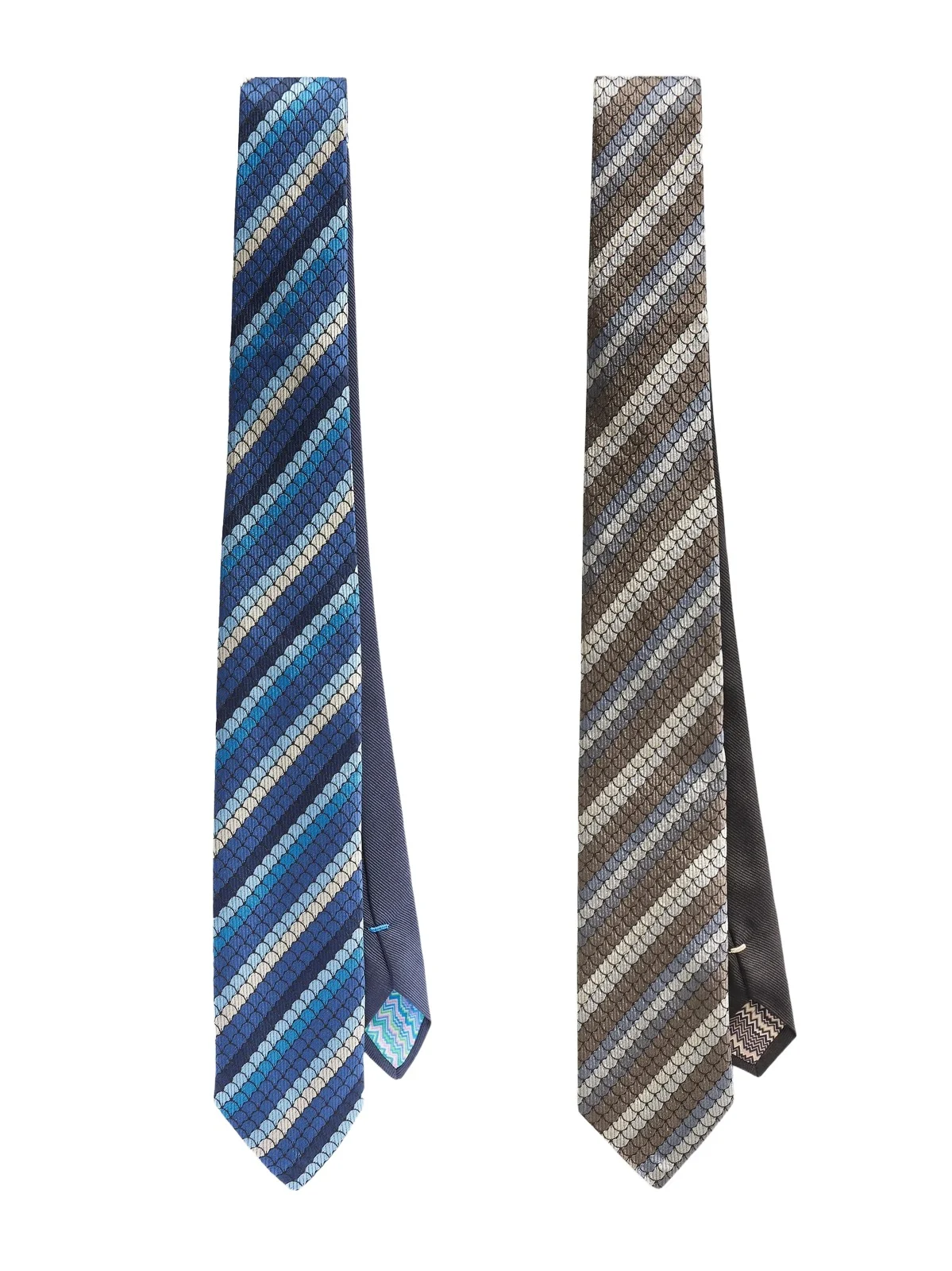 Set of Two 7cm Striped Silk Ties - Men Set of Two 7cm Striped Silk Ties - Men