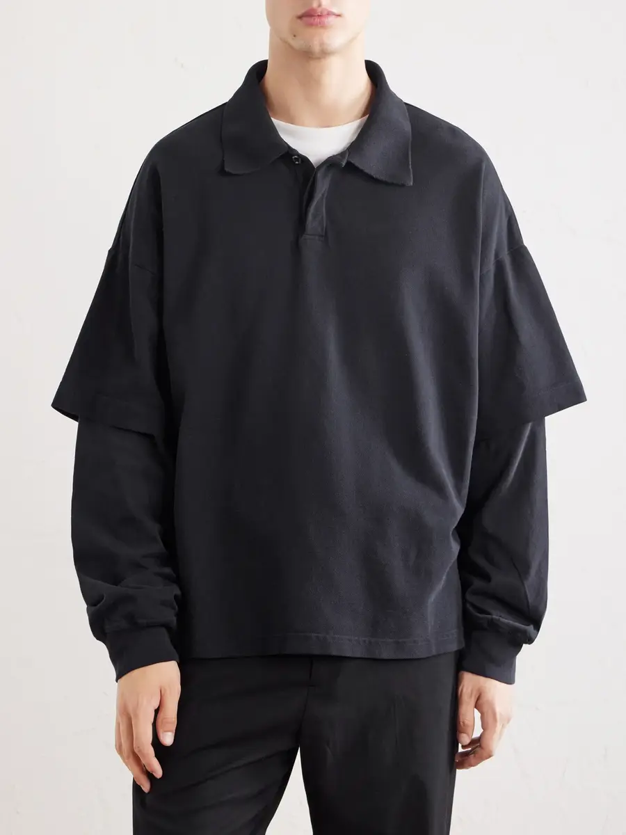 AGOLDE Curren Layered Cotton-Piqué Polo Shirt - Men | Thumbnail 3 AGOLDE Curren Layered Cotton-Piqué Polo Shirt - Men | Thumbnail 3