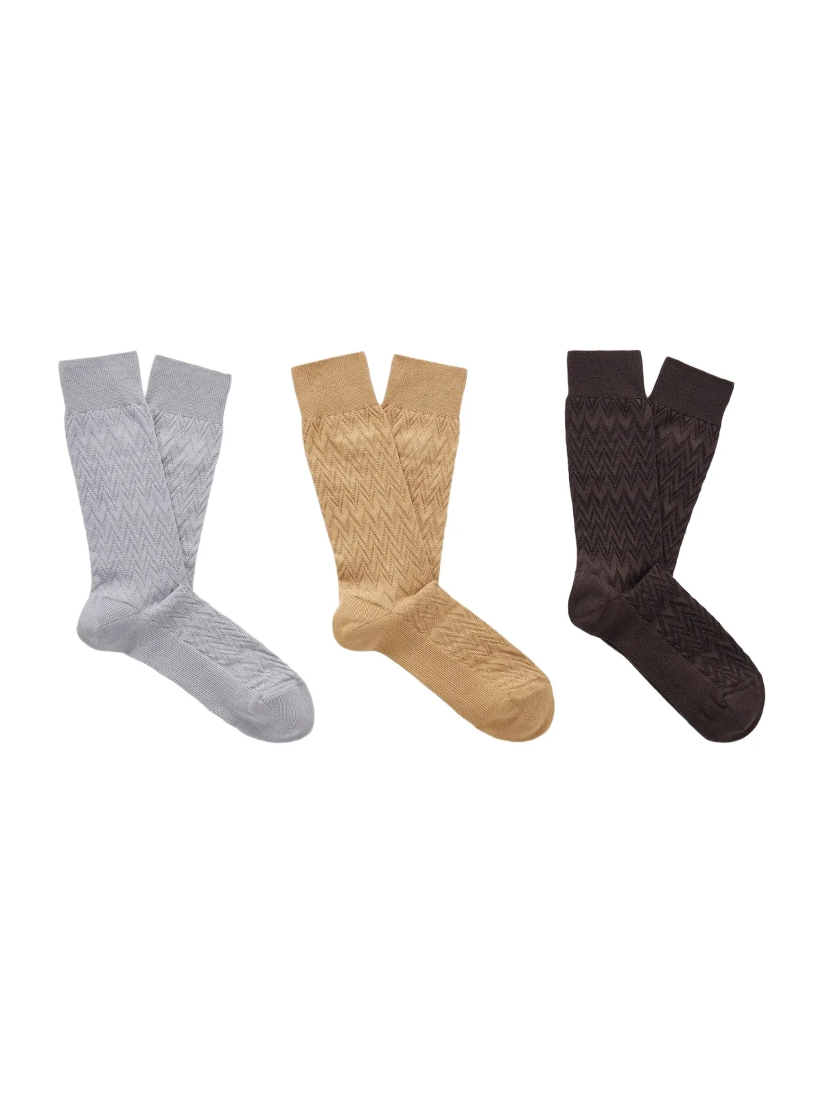 Three-Pack Crochet-Knit Cotton-Blend Socks - Men Three-Pack Crochet-Knit Cotton-Blend Socks - Men