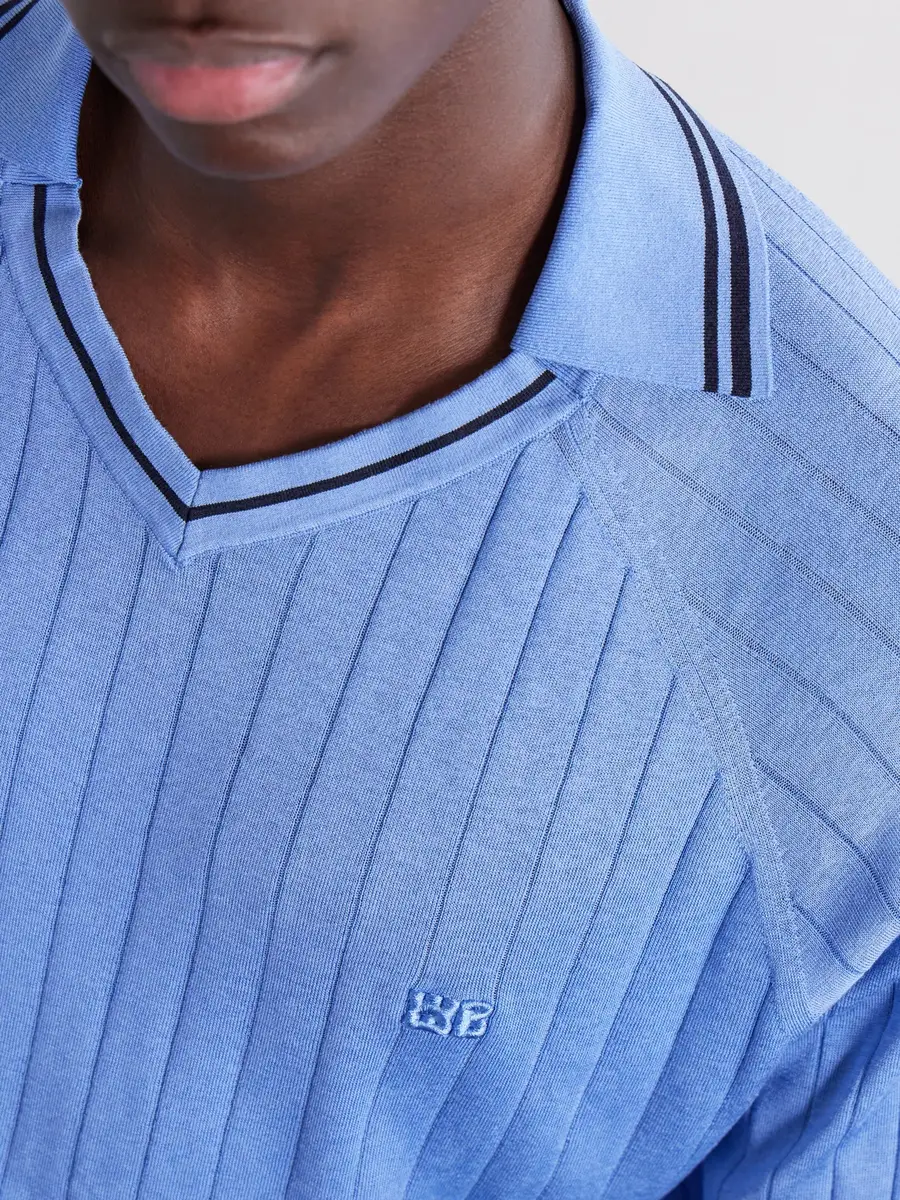 Wales Bonner Roots Logo-Embroidered Knitted Polo Shirt - Men | Thumbnail 5 Wales Bonner Roots Logo-Embroidered Knitted Polo Shirt - Men | Thumbnail 5