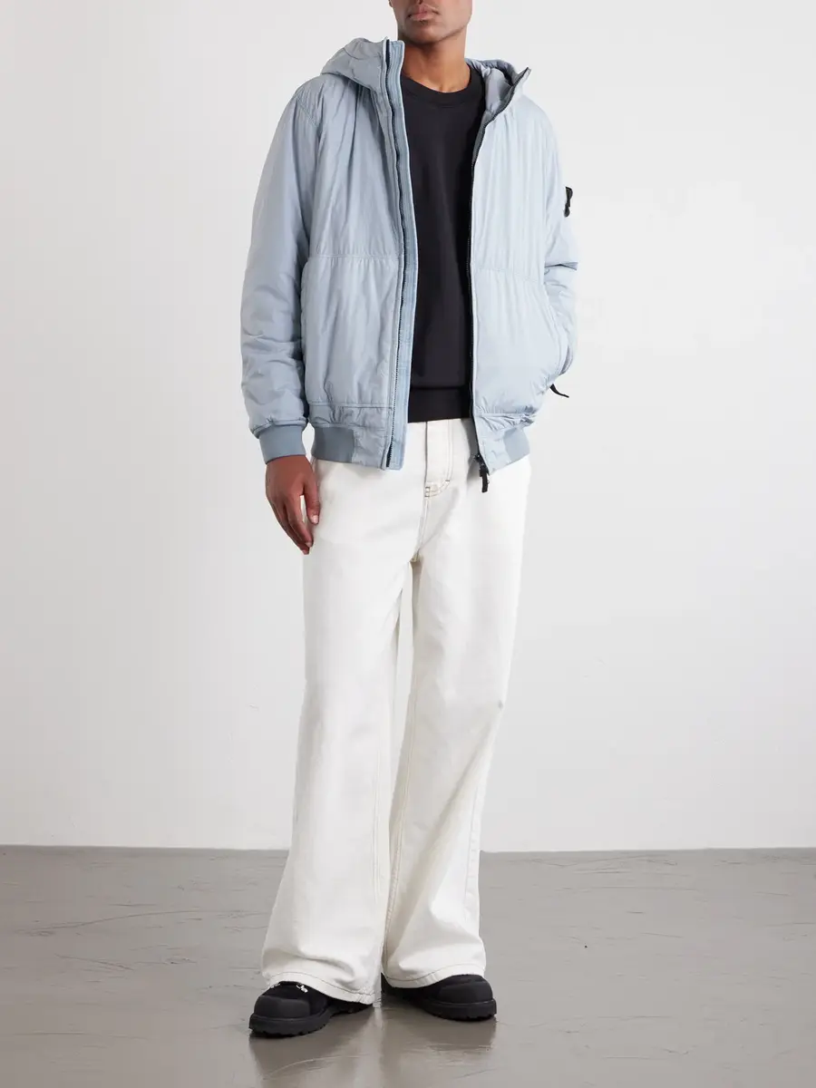Stone Island Logo-Appliquéd Padded Garment-Dyed Recycled Crinkle Reps NY Shell Hooded Jacket - Men | Thumbnail 2 Stone Island Logo-Appliquéd Padded Garment-Dyed Recycled Crinkle Reps NY Shell Hooded Jacket - Men | Thumbnail 2