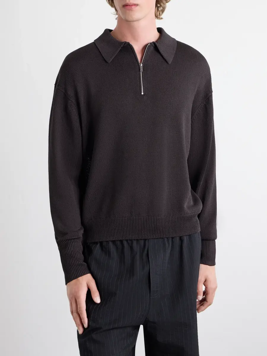 Studio Nicholson Paper Half-Zip Polo Sweater - Men | Thumbnail 3