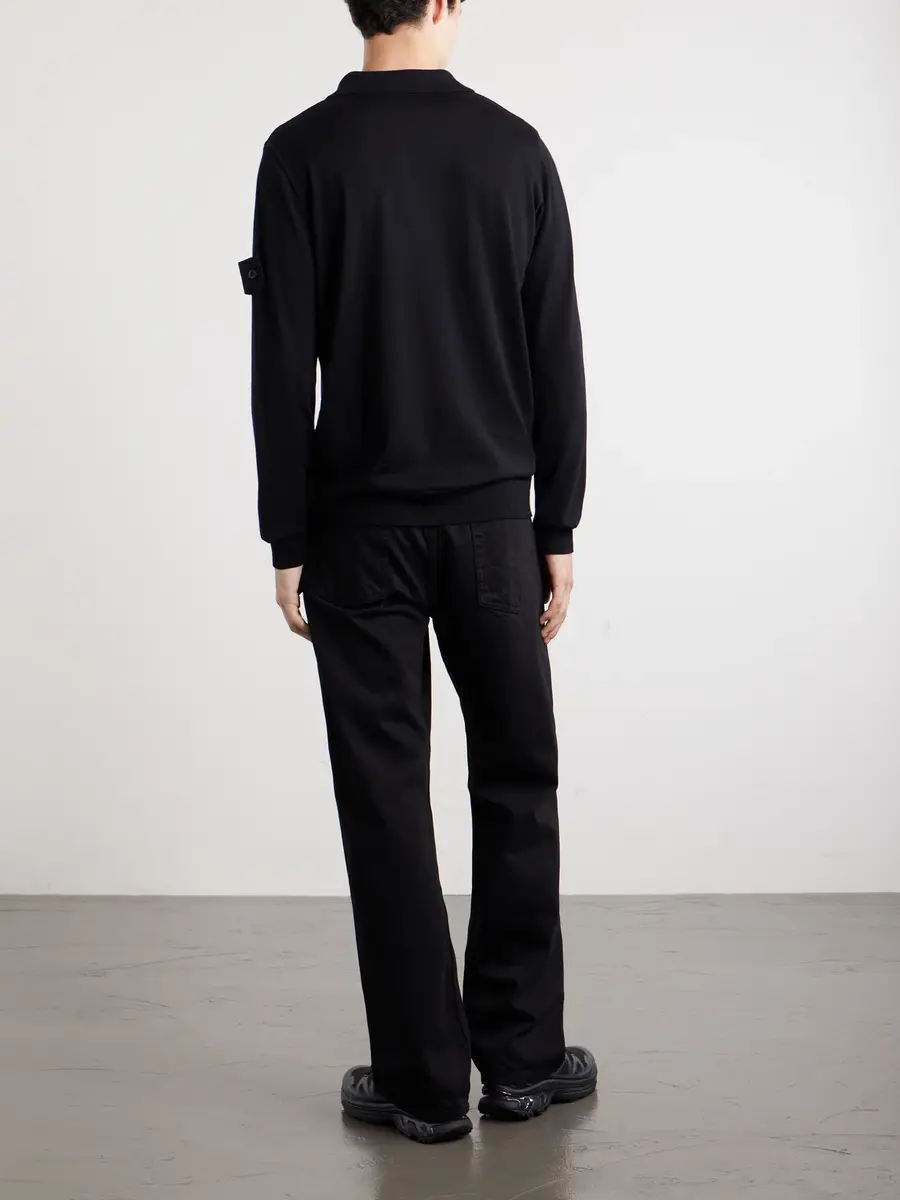 Stone Island STONE ISLAND GHOST Knitted Light Pure RWS Wool Polo Sweater - Men | Thumbnail 4