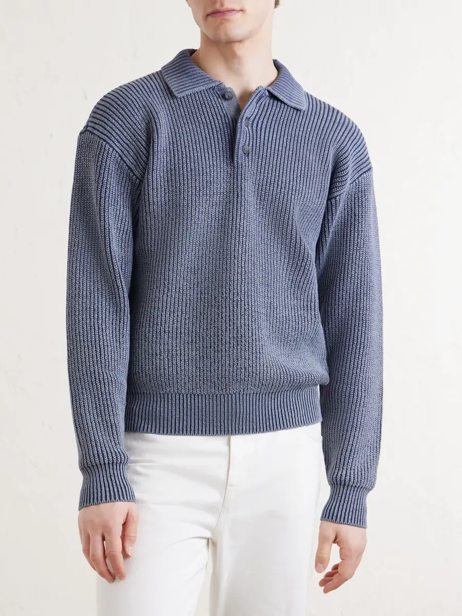 Aimé Leon Dore Knitted Cotton-Blend Polo Sweater - Men | Thumbnail 3