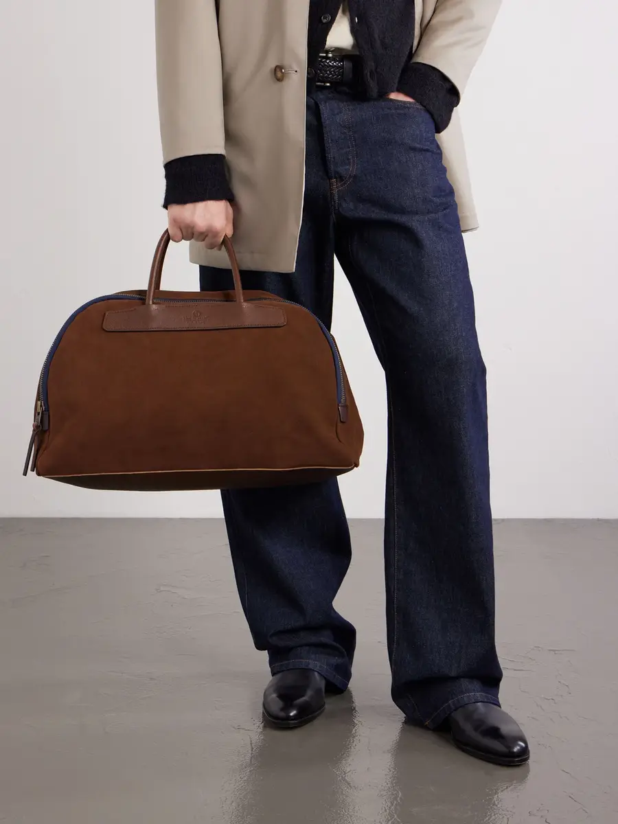 Bleu de Chauffe Sac Voyage Leather-Trimmed Suede Weekend Bag - Men | Thumbnail 3 Bleu de Chauffe Sac Voyage Leather-Trimmed Suede Weekend Bag - Men | Thumbnail 3