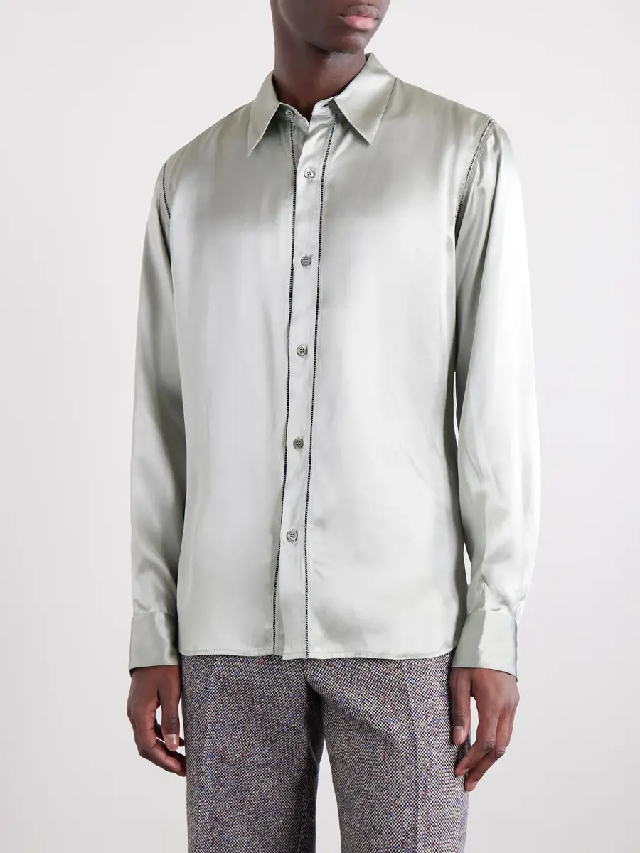 Dries Van Noten Silk-Satin Shirt - Men | Thumbnail 3