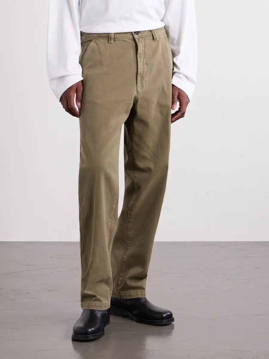 Stone Island Logo-Appliquéd Straight-Leg Old-Effect Garment-Dyed Organic Panama Cotton Trousers - Men | Thumbnail 3 Stone Island Logo-Appliquéd Straight-Leg Old-Effect Garment-Dyed Organic Panama Cotton Trousers - Men | Thumbnail 3