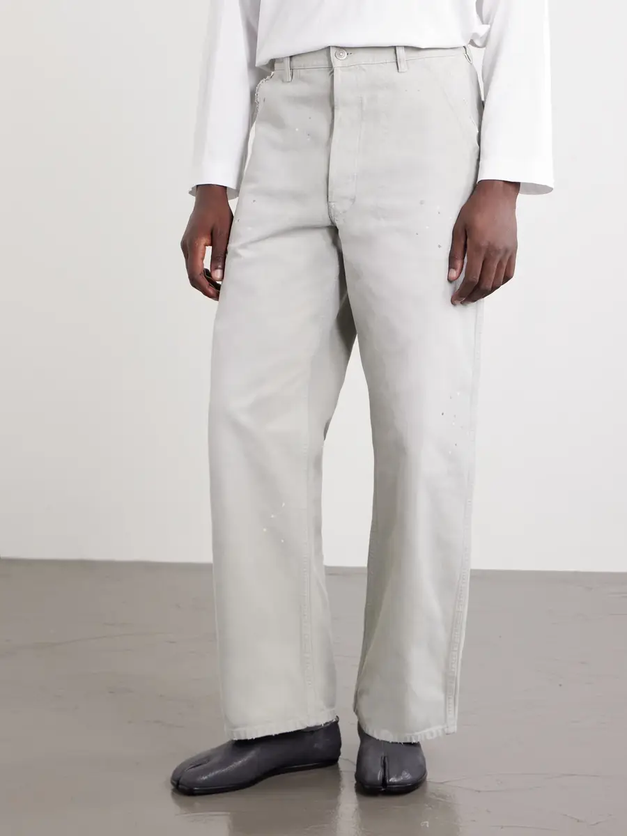 Maison Margiela Wide-Leg Paint-Splattered Cotton-Canvas Trousers - Men | Thumbnail 3 Maison Margiela Wide-Leg Paint-Splattered Cotton-Canvas Trousers - Men | Thumbnail 3