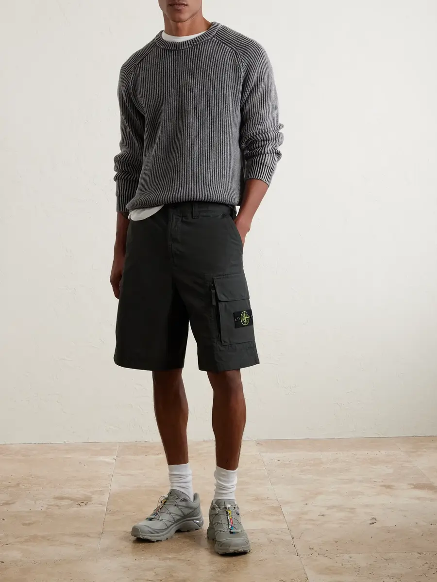 Stone Island Straight-Leg Organic Cotton-Canvas Cargo Shorts - Men | Thumbnail 2 Stone Island Straight-Leg Organic Cotton-Canvas Cargo Shorts - Men | Thumbnail 2