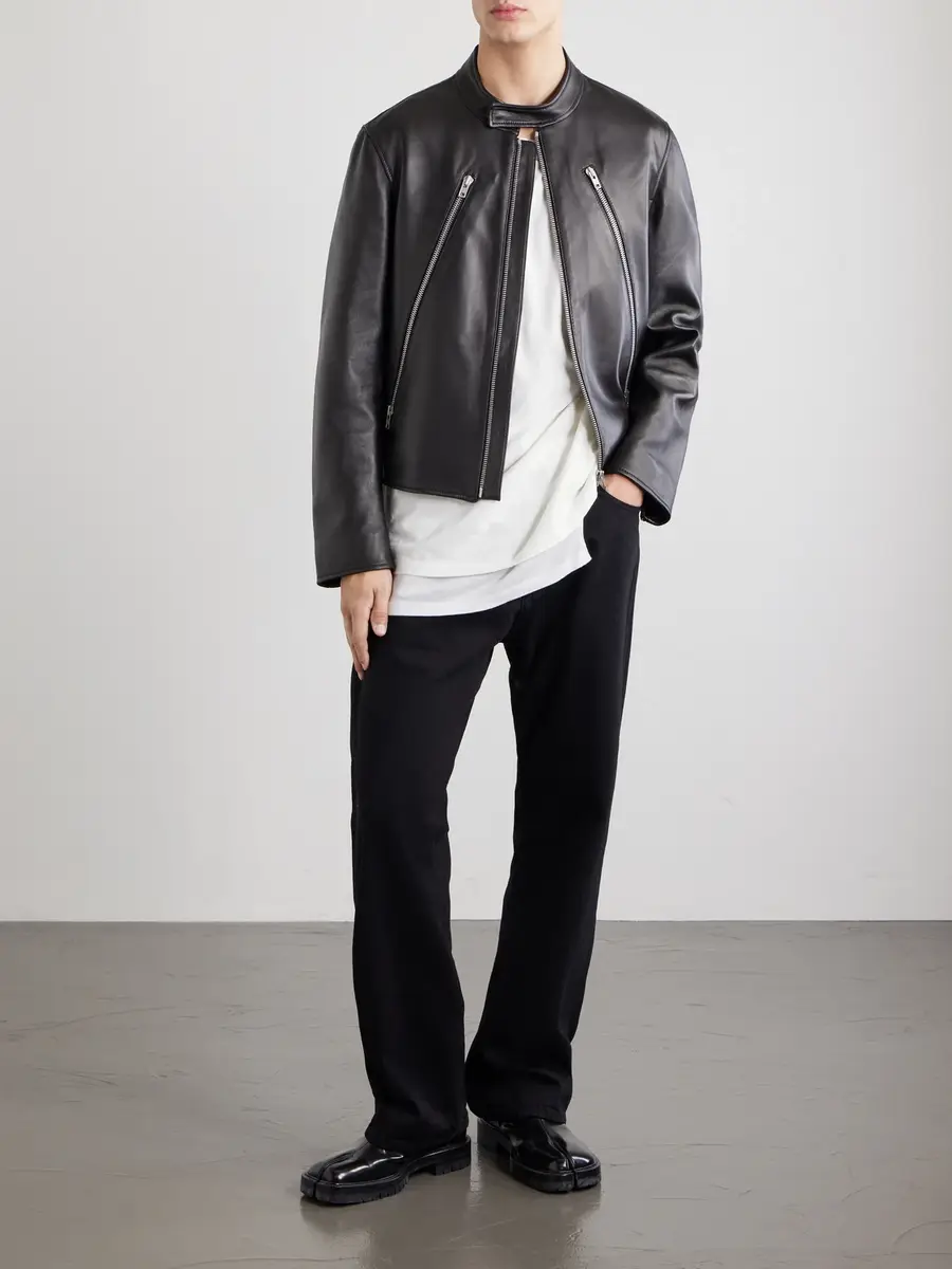 Maison Margiela Zip-Detailed Leather Biker Jacket - Men | Thumbnail 2 Maison Margiela Zip-Detailed Leather Biker Jacket - Men | Thumbnail 2