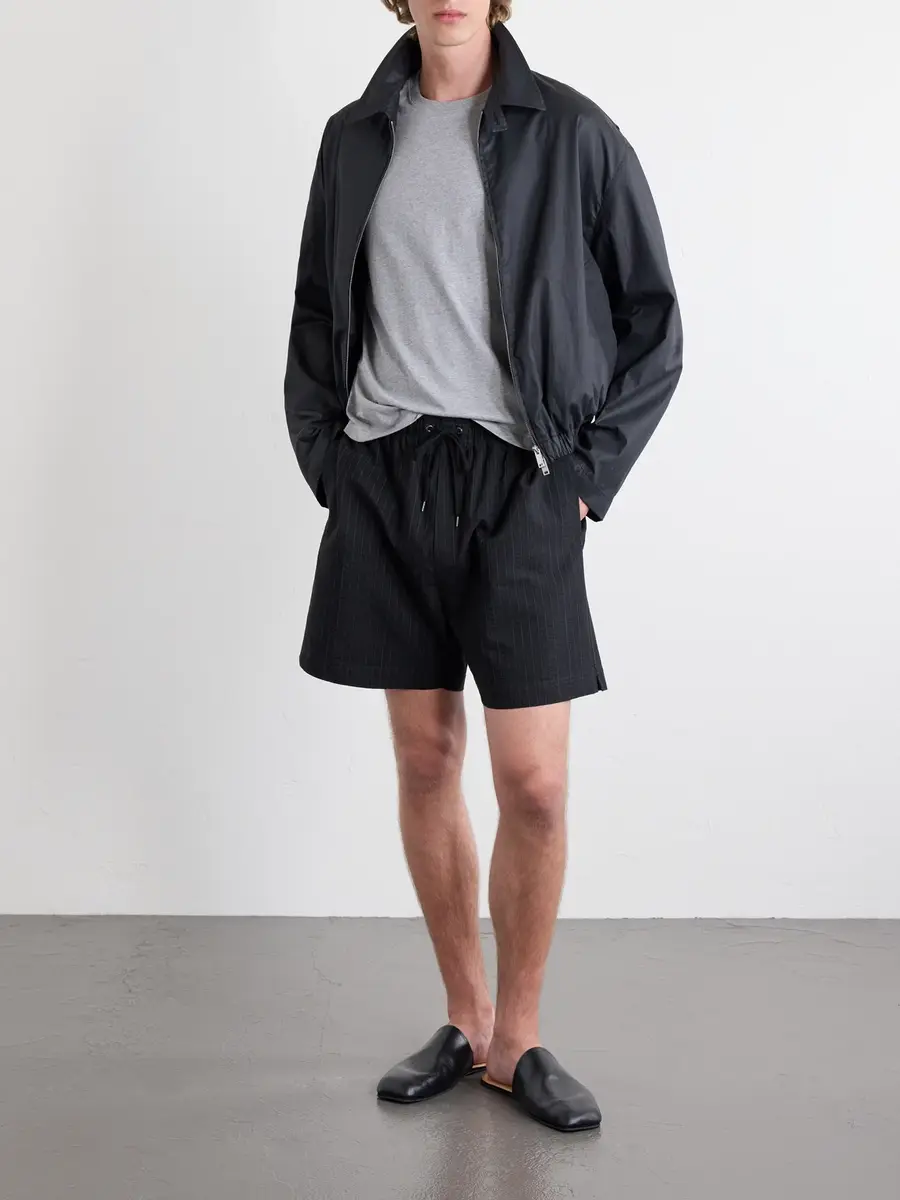 Studio Nicholson Starboard Wide-Leg Cotton and Wool-Blend Drawstring Shorts - Men | Thumbnail 2 Studio Nicholson Starboard Wide-Leg Cotton and Wool-Blend Drawstring Shorts - Men | Thumbnail 2