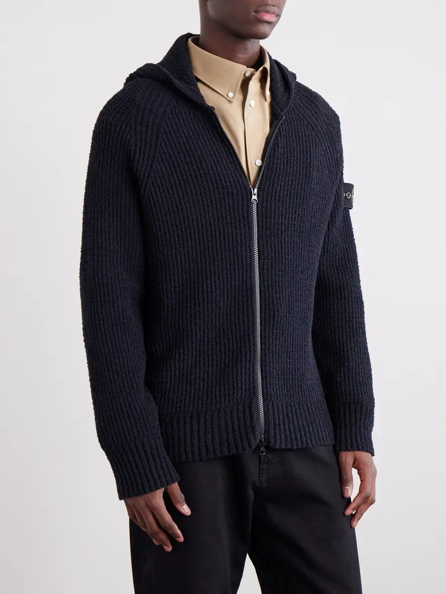 Stone Island Ribbed Cotton-Blend Bouclé Zip-Up Hoodie - Men | Thumbnail 3