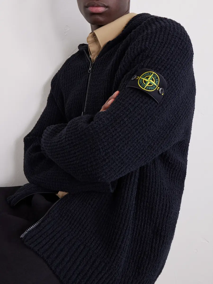 Stone Island Ribbed Cotton-Blend Bouclé Zip-Up Hoodie - Men | Thumbnail 5