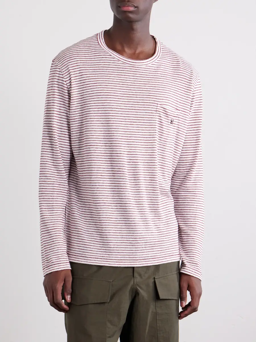 Wales Bonner Hour Embroidered Striped Linen and Cotton-Blend T-Shirt - Men | Thumbnail 3 Wales Bonner Hour Embroidered Striped Linen and Cotton-Blend T-Shirt - Men | Thumbnail 3