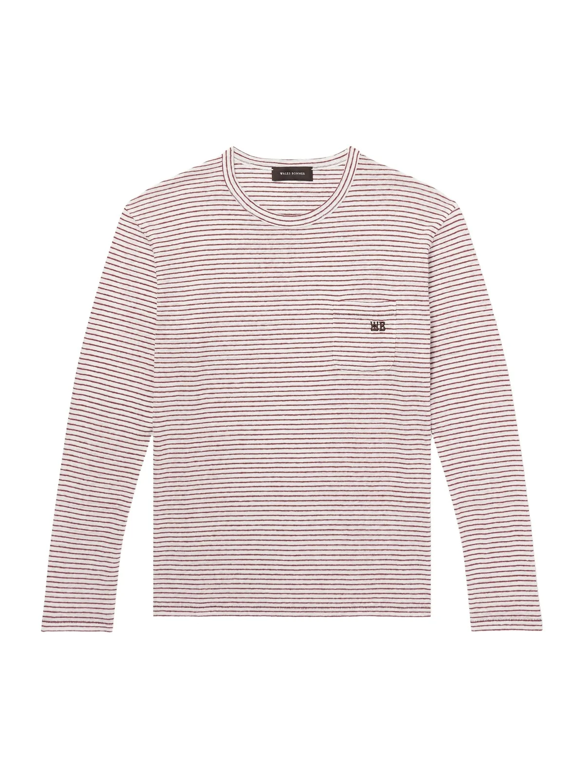 Hour Embroidered Striped Linen and Cotton-Blend T-Shirt - Men Hour Embroidered Striped Linen and Cotton-Blend T-Shirt - Men