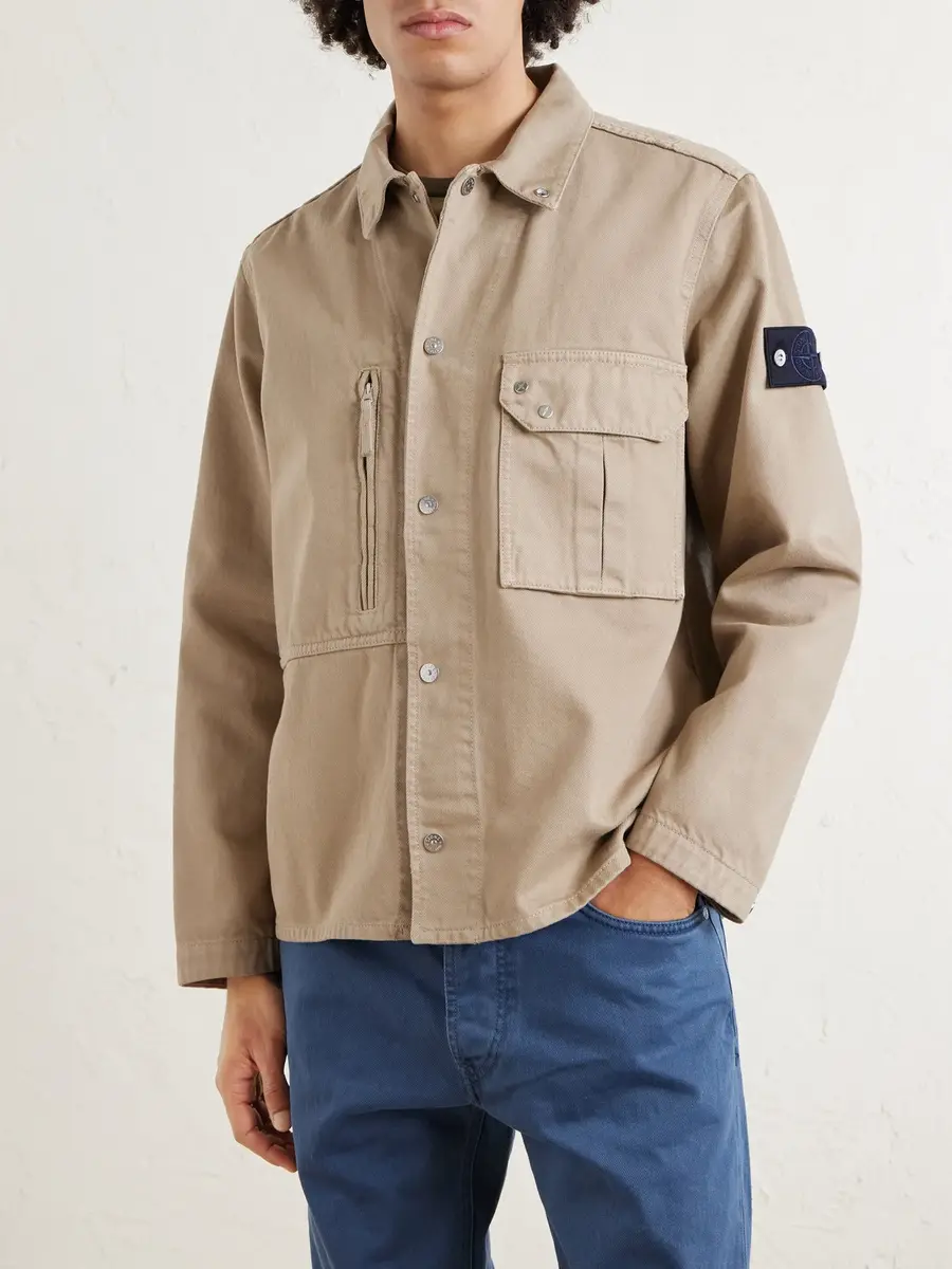 Stone Island DENIM Logo-Appliquéd Light Bull Denim-tc Overshirt - Men | Thumbnail 3