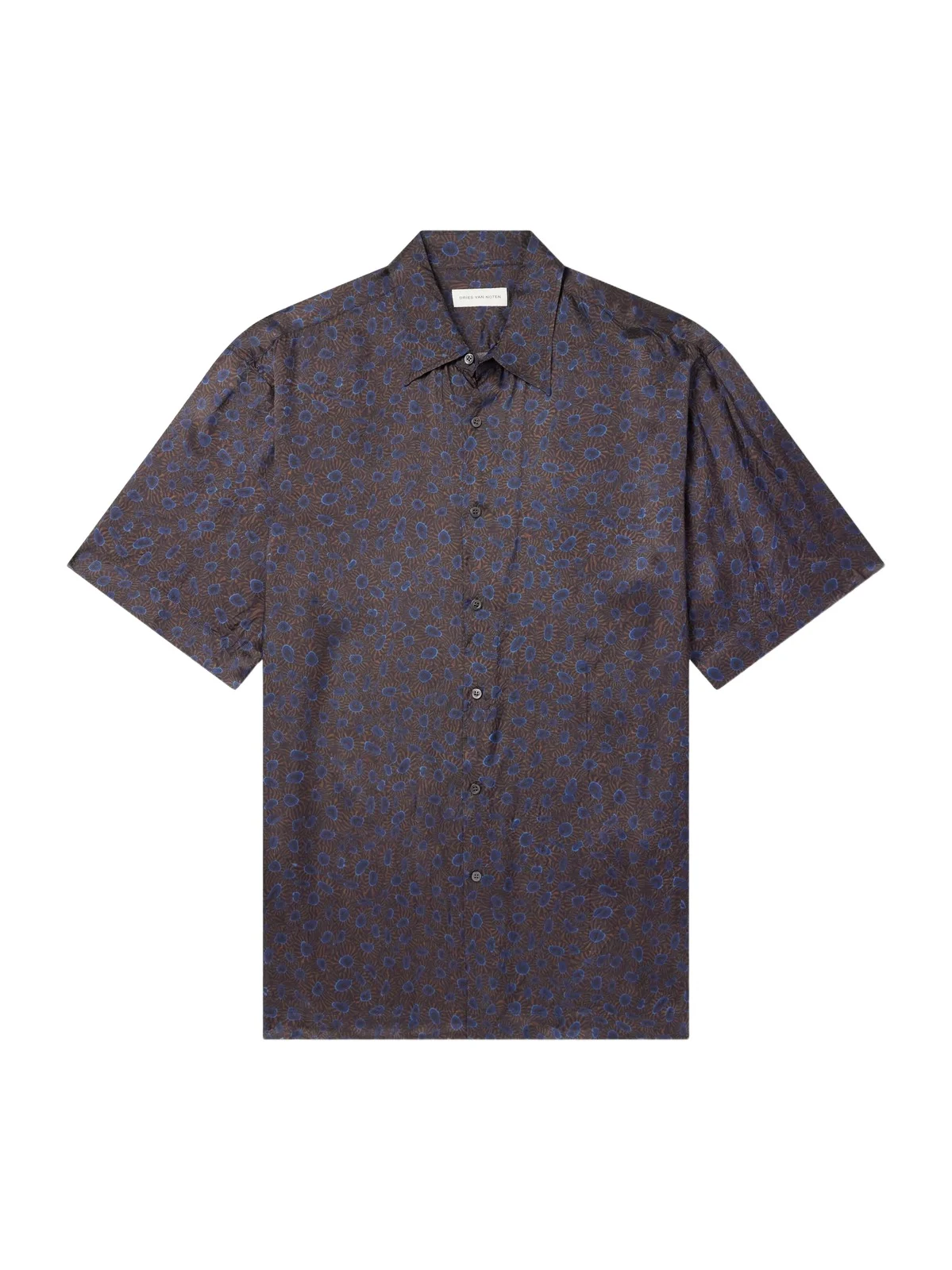 Camp-Collar Printed Satin Shirt - Men Camp-Collar Printed Satin Shirt - Men