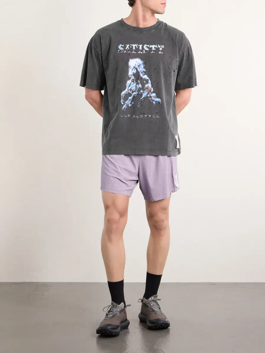 Satisfy Logo-Print Distressed MothTech™ Organic Cotton-Jersey T-Shirt - Men | Thumbnail 2 Satisfy Logo-Print Distressed MothTech™ Organic Cotton-Jersey T-Shirt - Men | Thumbnail 2
